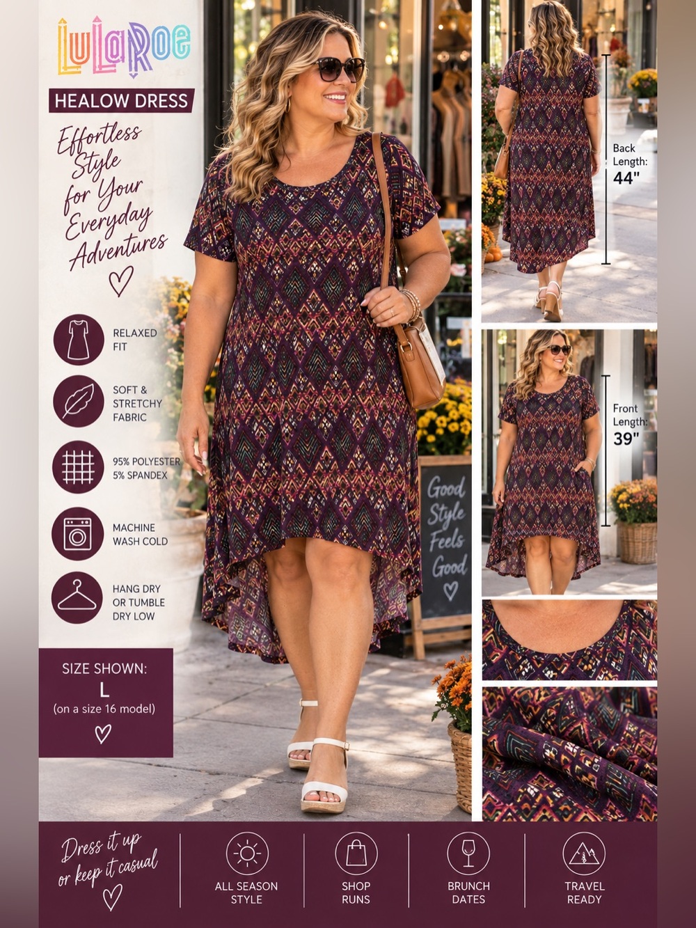 LuLaRoe High-Low Dress — Plum Multi Geometric